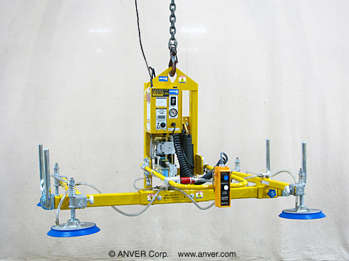 ANVER Electric Powered Four Pad Vacuum Lifter with Powered Tilt Model # ET100M4-61-2/44